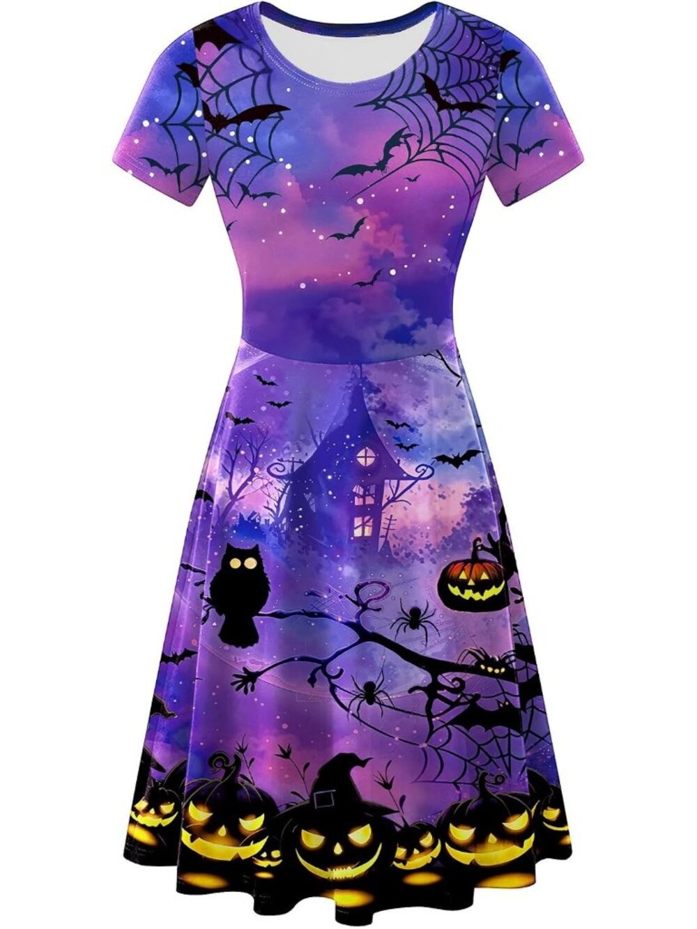 🎃Women's Pumpkin Night Halloween Vintage Style Short Sleeves Printed Dresses